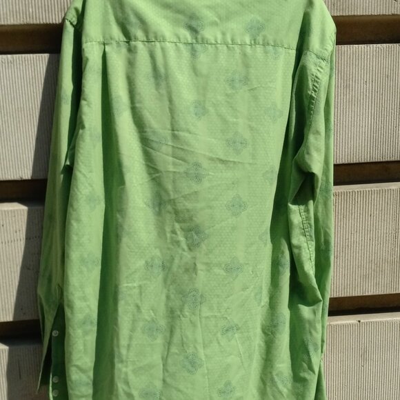 Perry Ellis Button Front Shirt Long Sleeves Green Honeycomb & Paisley Vintage L - Picture 8 of 15